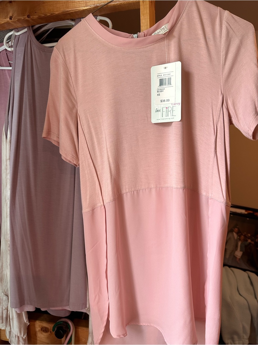 love, Fire Blush Pink Lightweight Tunic Top